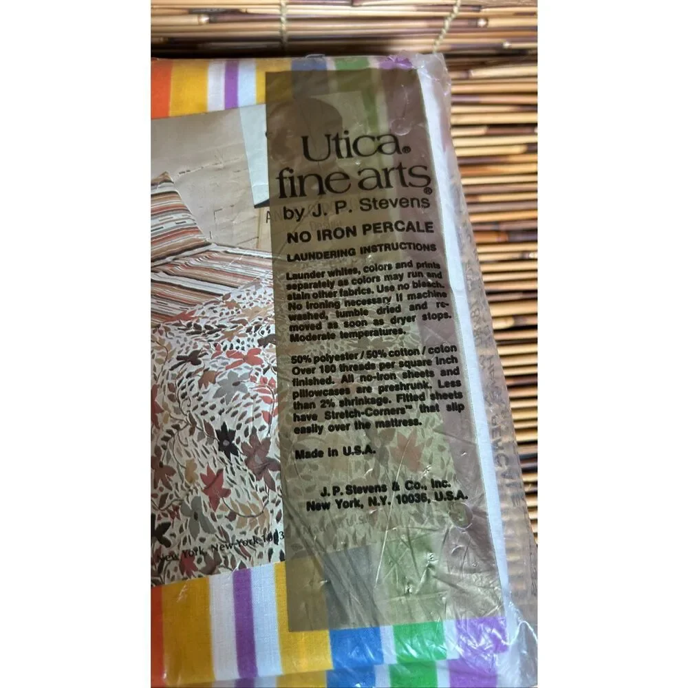 UTICA Fine Arts By J.P. Stevens 1975 Vera Cruz King Flat Sheet Rainbow Vintage L
